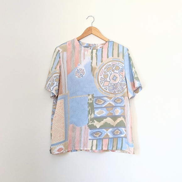 Vintage Tops - Vintage Alfred Dunner Pastel Abstract Print Top